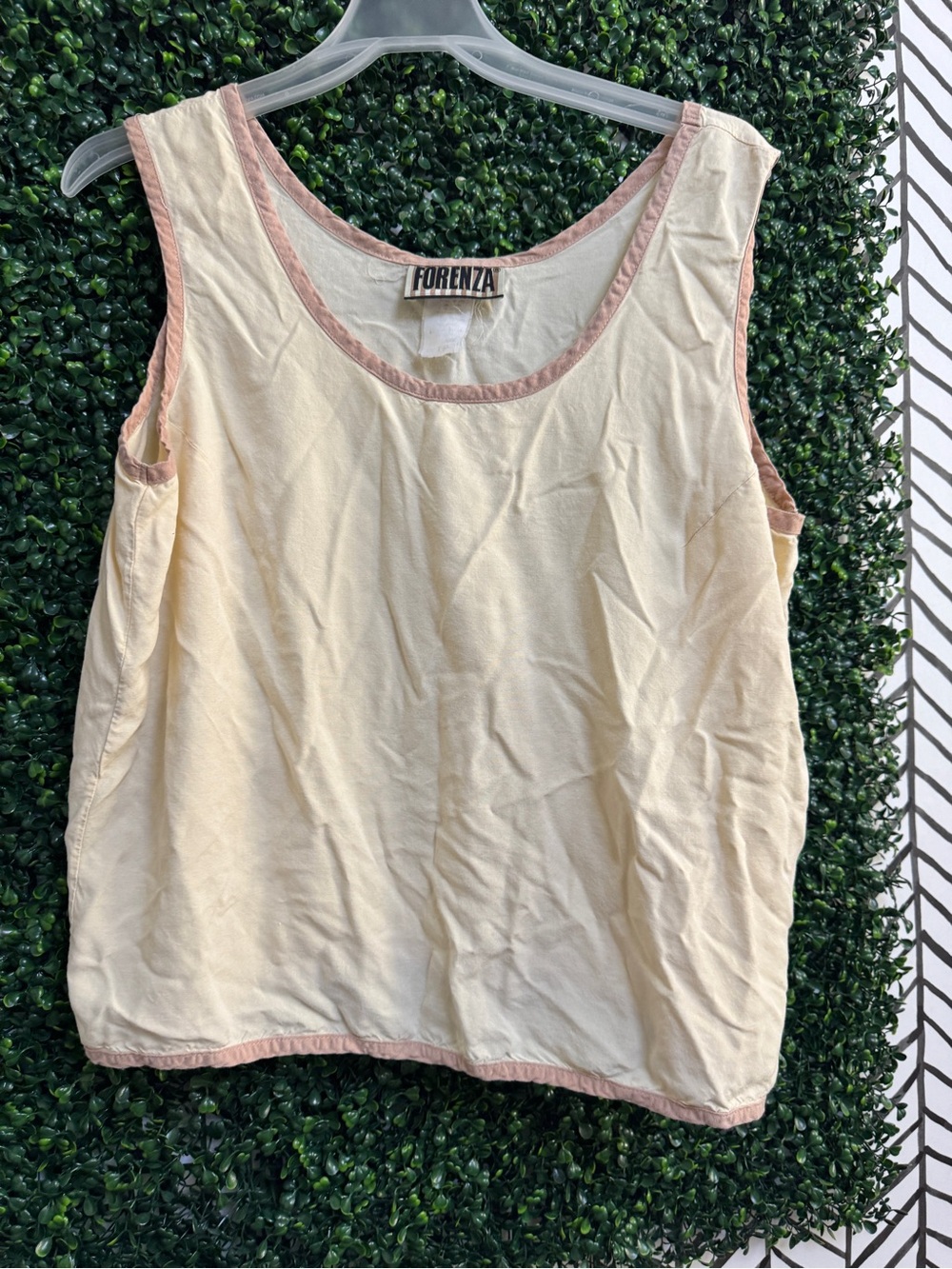 Forenza Cream Tank with Blush Trim Accents